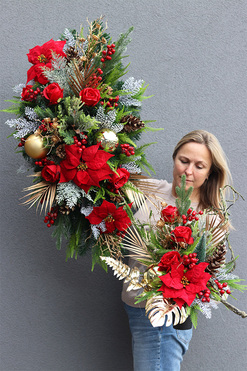 Red&Gold, komplet dekoracji nagrobnych, wiązanka + bukiet