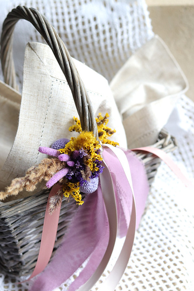 Fioletowa Wielkanoc, dekorowany koszyczek wielkanocny