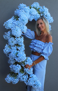 Blue Provance Rich 2, dekoracyjna girlanda z hortensją, dł.200cm 