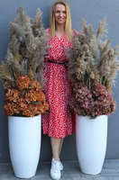 Boho Hortensje&Trawy, wysoka kompozycja z suszonymi trawami