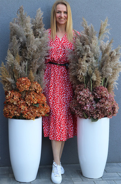 OKAZJA Boho Hortensje&Trawy, wysoka kompozycja z suszonymi trawami, kpl.2szt