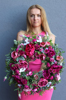 Pink Redutta, komplet dekoracji nagrobnych, wieniec + bukiet