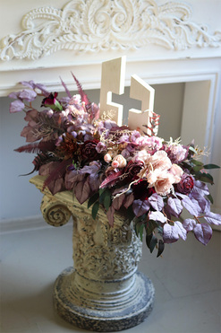 Mortario Cross, dekoracja nagrobna z drewnianym krzyżem, wym.38x90cm