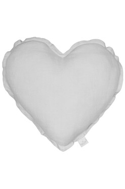 Heart Pillow, lniana poduszka w kształcie serca, jasny szary, wym.43x43cm