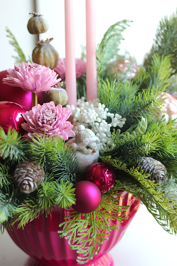 bożonarodzeniowy stroik / kompozycja Christmas Fuksja B, wym.40x45x30cm