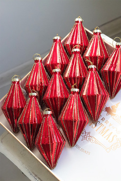 OD RĘKI Classic XMAS, szklane bombki w pudełku, C, 12 sztuk  