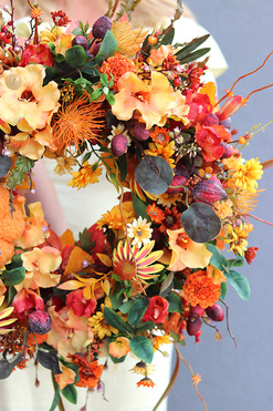 Pomarańczowa Aura, jesienny wianek na drzwi, śr.48cm