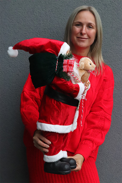 figurka miękki stojący Mikołaj Teddy z misiem