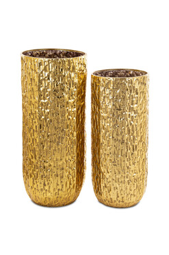 Aguilera Tall, złote metalowe donice kpl.2szt, wys.80/90cm