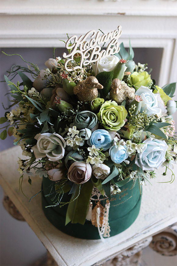 Dzień Babci i Dziadka Spring, wiosenny flowerbox, wym.37x37cm