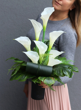 Biała Dolina, bukiet nagrobny we wkładzie, dł.56cm