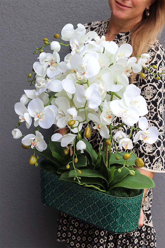 Dark Green Orient 3, wysokiej jakości sztuczny storczyk