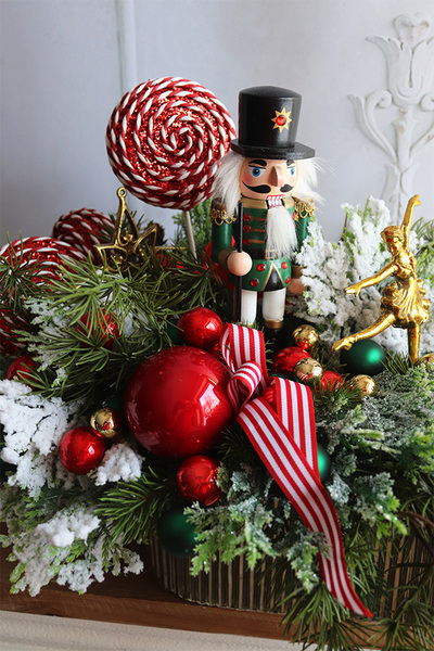Lollypop Drosel Nutcracker, świąteczny stroik LED z dziadkiem