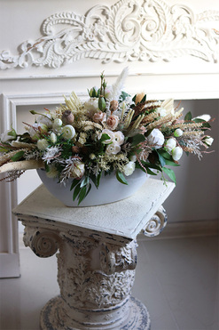 Boho Laos Romance, kompozycja kwiatowa na stół, wym.28x76cm