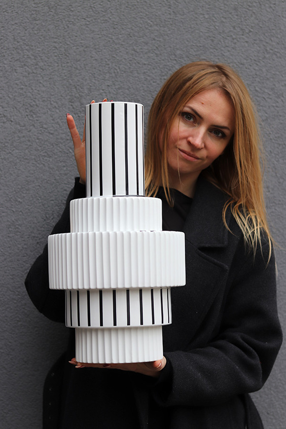 Noir Glamour, ceramiczny nowoczesny wazon