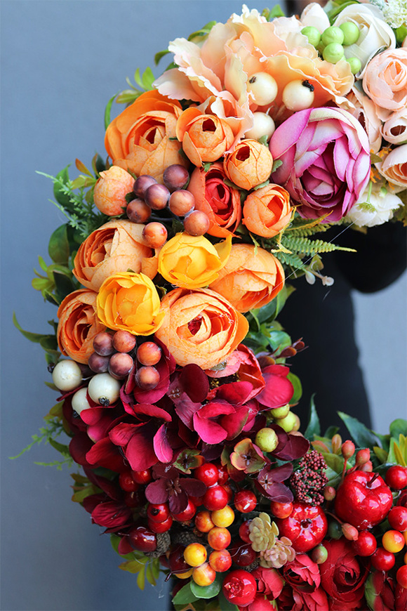 efektowny tęczowy wianek, Kolory Świata, śr.49cm