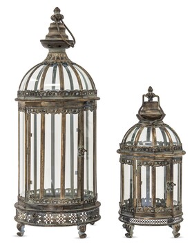 lampiony metalowe Teligia, komplet 2 szt. wym.65.5x26x26cm/43x16x16cm