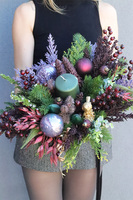 Deluxe Nera 2, fioletowy stroik świąteczny