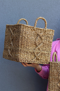 Bali Basket A, pleciony kosz osłonka z trawy morskiej, kpl.2szt