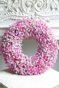 Balletina Rosa, delikatny kwiatowy wianek na drzwi, śr.35cm 