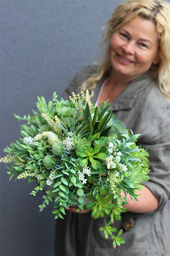 Fenia Tyliana, kompozycja sukulenty w lustrzanej misie, wym.33x40cm 