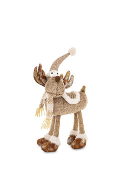 Beżowy Rudolf C, laleczka zimowa stojąca renifer, wys.43cm