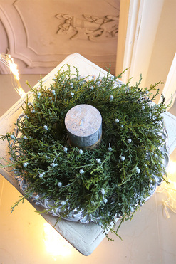 Green Dekory, stroik ze świecą na talerzu, wym.12x35cm