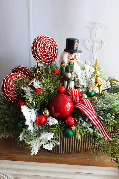 Lollypop Drosel Nutcracker, świąteczny stroik LED z dziadkiem