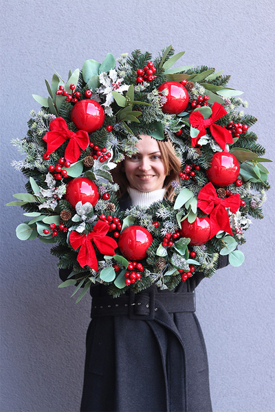 Apart XXL, klasyczny bożonarodzeniowy wieniec, śr.65cm