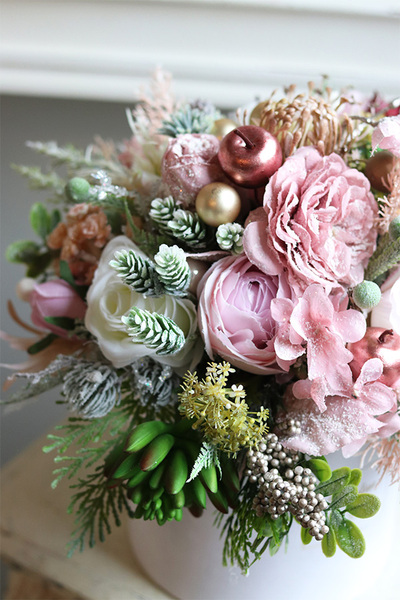 Pastelova Zima, welurowy flowerbox świąteczny