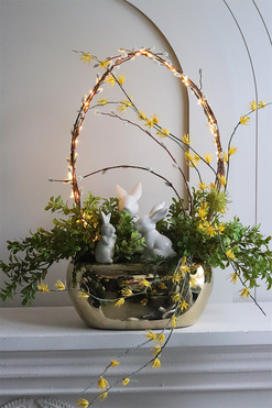Easter Glam LED, stroik wielkanocny z zajączkami, wym.50x35cm 