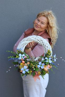 Zając na Herbatce, wiosenny wianek z zajączkiem, rozp.50cm 