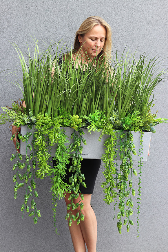 Balconera Agneso 3, ekskluzywna kompozycja z trawami w donicy, wys.70cm