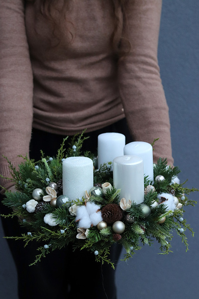 Krissa Nature, adwentowy wianek stroik z czterema świecami