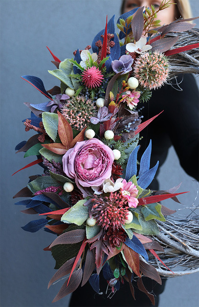 Kerano Gloria, asymetryczny wianek jesienny, śr.37cm  