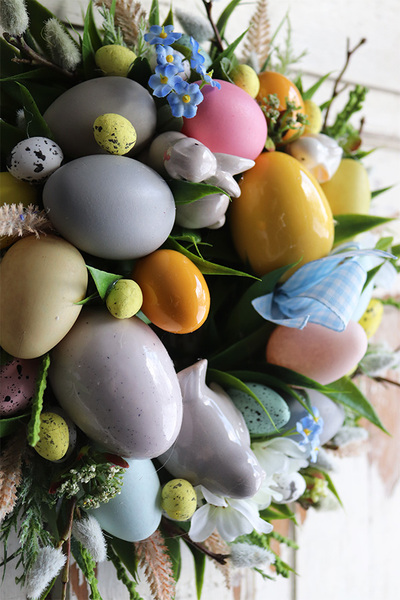 Moko Easter Pastelle B, wielkanocny wianek na drzwi, śr.24cm