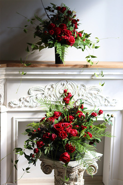 Czerwień Deluxe, komplet dekoracji nagrobnych, kompozycja + bukiet