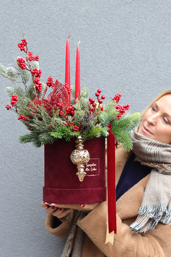 OD RĘKI Boretto, flowerbox świąteczny, wys.55cm