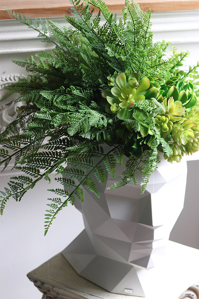 White Adonis Head, nowoczesna dekoracja zielona w głowie