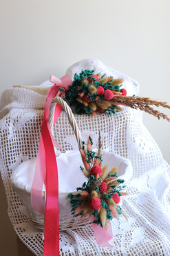 OD RĘKI Cecylia, komplet dekoracji wielkanocnych, koszyczek&palemka, wys.60/28cm