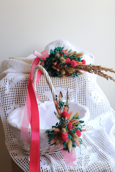 Cecylia, komplet dekoracji wielkanocnych, koszyczek&palemka