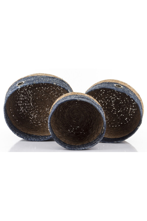 Blue Boho, kosz pleciony z liści kukurydzy