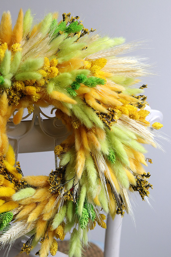 Żółty Sen, dekoracyjny wianek z suszem