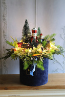 Childhood Big Dark Blue, flowerbox świąteczny LED