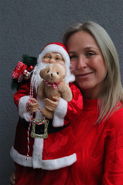 figurka miękki stojący Mikołaj Teddy z misiem