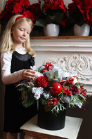 Karminowy Silver, zimowy flowerbox świąteczny