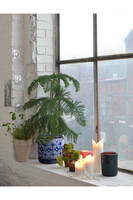 Vieja, ceramiczna doniczka z podstawką