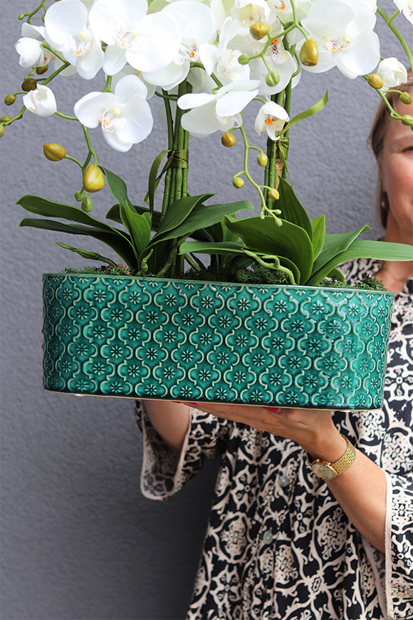 Dark Green Orient 3, wysokiej jakości sztuczny storczyk