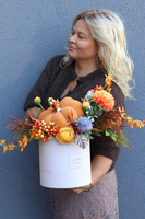 Dynia Land, box jesienny z ceramiczną dynią, wys.40cm