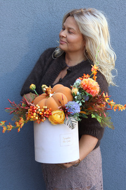 Dynia Land, box jesienny z ceramiczną dynią, wys.40cm 